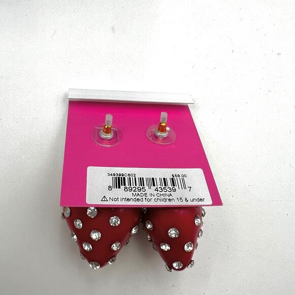 Betsey Johnson Strawberry Earrings Red - Picture 3 of 4
